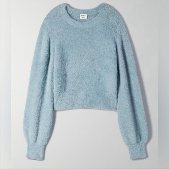 Sunday Best Kitten Sweater Cropped Crewneck with Balloon Sleeves - SO SOFT! - Picture 2 of 7